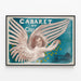 Dekorativ plakat af Cabaret du Ciel med hvide vinger — indrammet kunstværk på væggen
