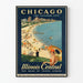 Vintage plakat Chicago - The Vacation City - Retro vægdekoration