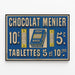 Vintage plakat Chokolade Menier Tablets 5 og 10 centimes — indrammet kunstværk på væggen