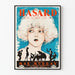 Vintage filmplakat med tilfældighed med stiliseret portræt og silhuetter