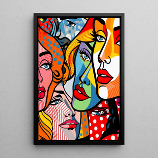 Pop Art plakat - Fragmenterede ansigter