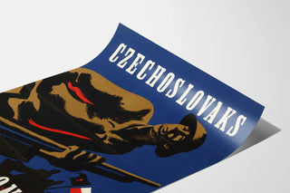 Vintage plakat 'Czechoslovaks Carry On' - Patriotisk vægdekoration