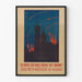 Propagandaposter med brændende kirke