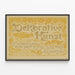 Vintage dekorativ plakat med gult og guld kunstdekoration — indrammet kunstværk på væggen