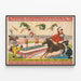Vintage plakat af cirkus Barnum & Bailey, hesteopvisning og luftakrobater — indrammet kunstværk på væggen
