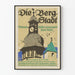 Vintage plakat Die Bergstadt med urtårn og farvet tag