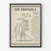 Teknisk plakat vintage Die Phonola - Illustreret mekanisk diagram i sort og hvid