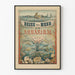 Vintage rejseplakat med maritimt og akvarie dekorativt design
