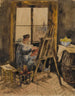 Portrait af Antoine Vollon siddende ved sit staffeli - Édouard-Jacques Dufeu — visning af kunstværket
