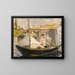 Claude Monet, der maler i sin båd-atelier - Édouard Manet — indrammet kunstværk på væggen