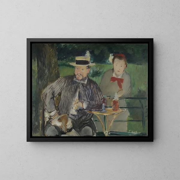 Portrait af Dernest Hosched og hans datter Marthe - Édouard Manet — indrammet kunstværk på væggen