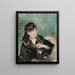 Portrait af Berthe Morisot med vifte - Édouard Manet — indrammet kunstværk på væggen