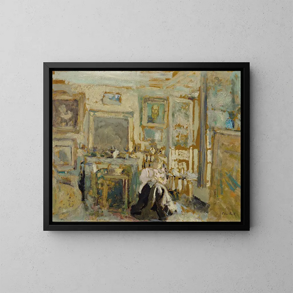 Kvinde sidder i et lyst interiør - Édouard Vuillard — indrammet kunstværk på væggen