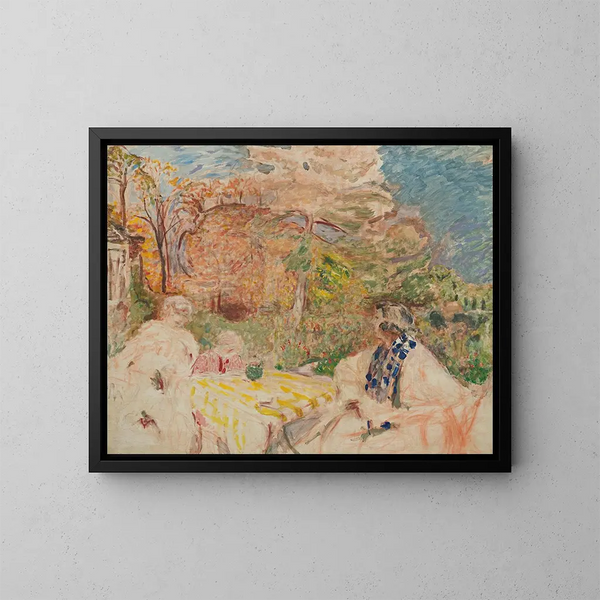 Kvinder og barn ved Clos de Cézanne - Édouard Vuillard — indrammet kunstværk på væggen