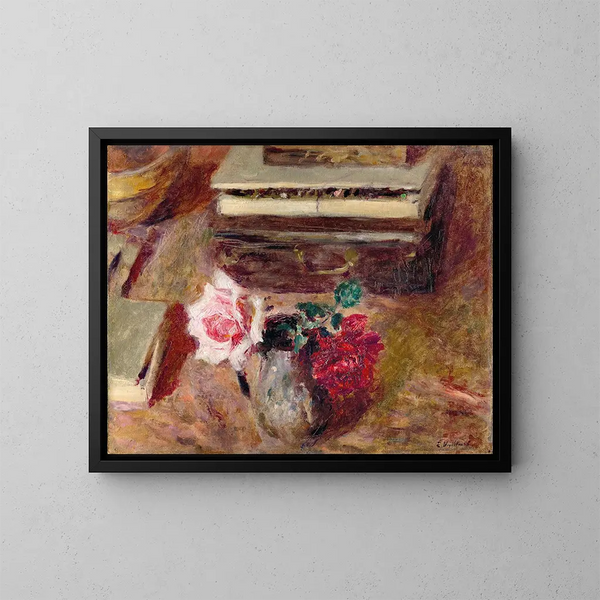 Les Deux roses et la boîte de pastels - Édouard Vuillard — indrammet kunstværk på væggen