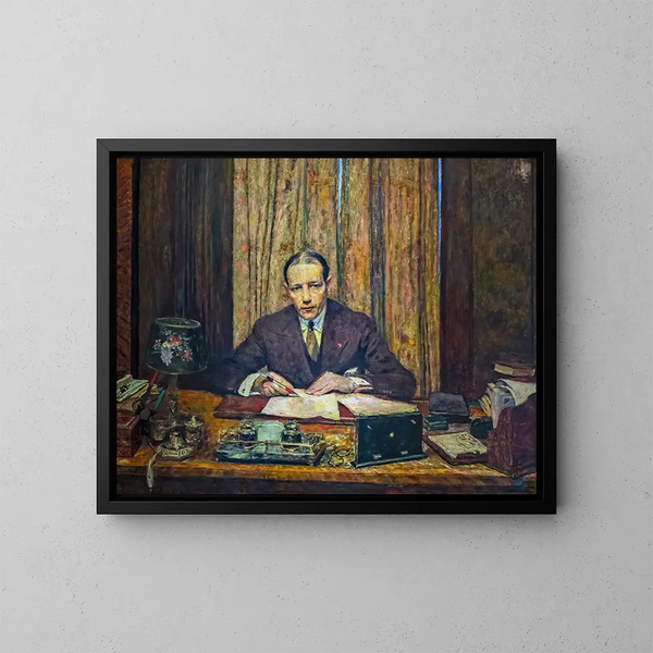 Lucien Rosengart ved sit arbejdsbord - Édouard Vuillard — indrammet kunstværk på væggen