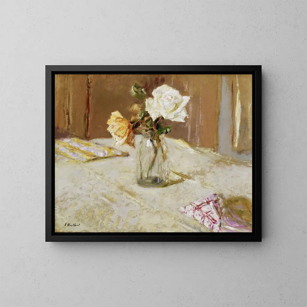 Roses i en glasvase - Édouard Vuillard — indrammet kunstværk på væggen