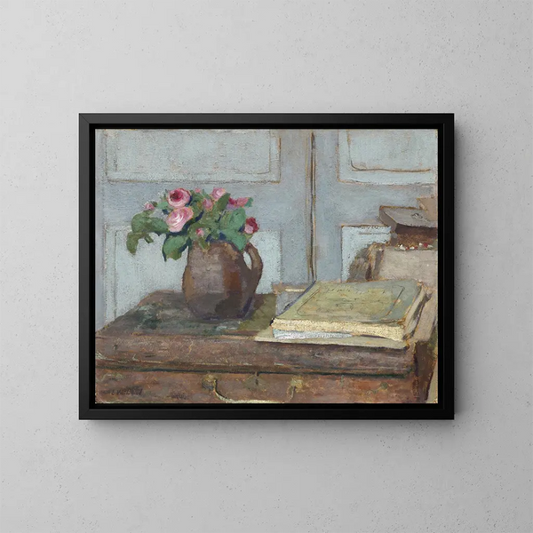 La boîte de peinture des artistes et des roses de mousse - Édouard Vuillard — indrammet kunstværk på væggen