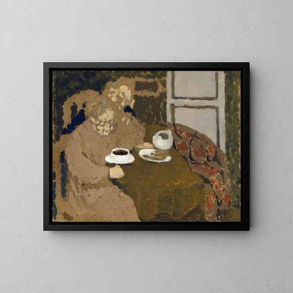 to kvinder, der drikker kaffe - Édouard Vuillard — indrammet kunstværk på væggen
