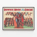 Vintage plakat af cirkus Downie Bros Big 3 Ring med elefanter og artister — indrammet kunstværk på væggen