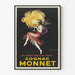 Vintage plakat Cognac Monnet du Soleil i et glas