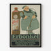 Vintage reklameplakat med Erbonkel-flaske og mand, der ryger pibe