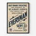 Vintage teaterplakat for udendørsforestillingen Everyman i Hollywood
