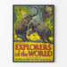 Vintage plakat Explorers of the World med elefanter i fuld natur