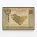 Plakat Kort over vinregionen i Cognac fra de to Charentes - Fællesudstilling 1895 — indrammet kunstværk på væggen