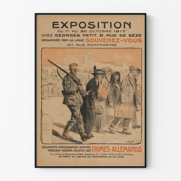 Historisk vægdekoration med udstilling om de tyske forbrydelser i 1917 - plakat