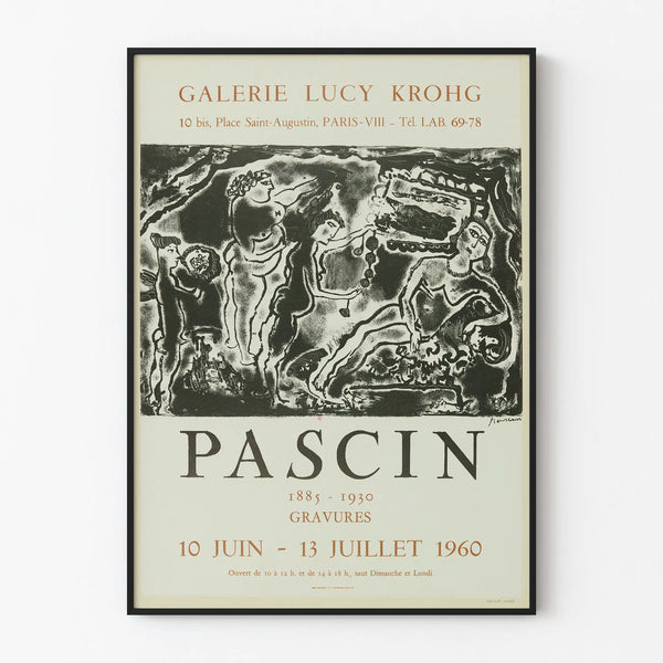 Udstillingsplakat Pascin Gravurer på Lucy Krohg Galleriet 1960