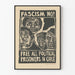 Protestplakat mod fascisme og for frigivelse af politiske fanger i Chile