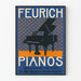 Vintage plakat af Feurich klaverer med motiv af flygelklaver