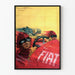 Vintage plakat af Fiat rød racerbilmæde