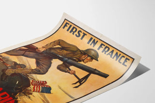 Vintage militærplakat U.S. Marines Først i Frankrig