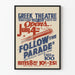 Vintage plakat Følg paraden - Vægdekoration Græsk teater