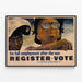 Vintage plakat Engagement for beskæftigelse efter krigen - Register Vote — indrammet kunstværk på væggen