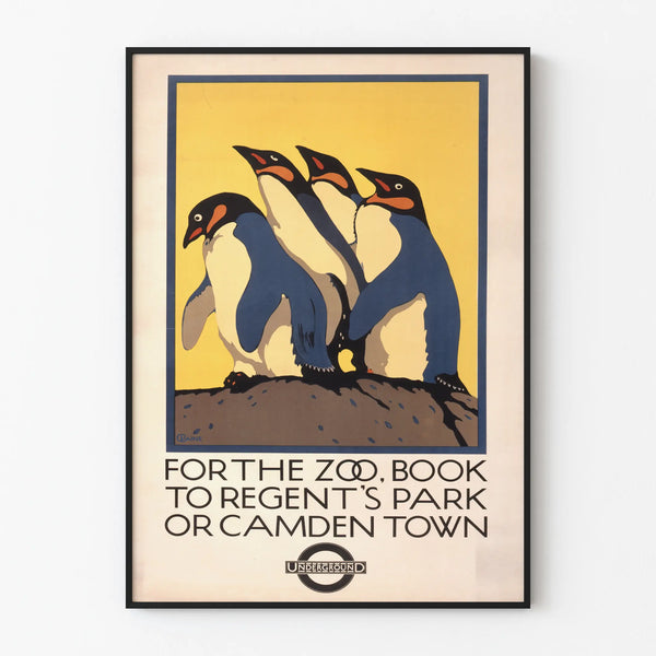 Vintage plakat med pingviner til dyredekoration på væggen