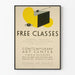 Vintage plakat med gratis kunstkurser for voksne