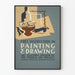 Vintage plakat "Gratis instruktion i maleri og tegning"