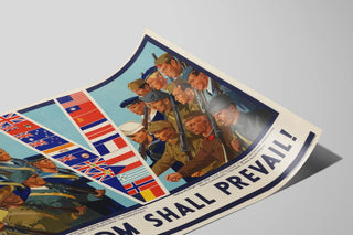 Patriotisk vægplakat Frihed skal sejre — visning af kunstværket