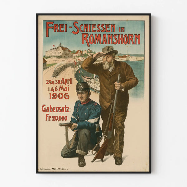 Vintage plakat af Fri Skydning i Romanshorn 1906