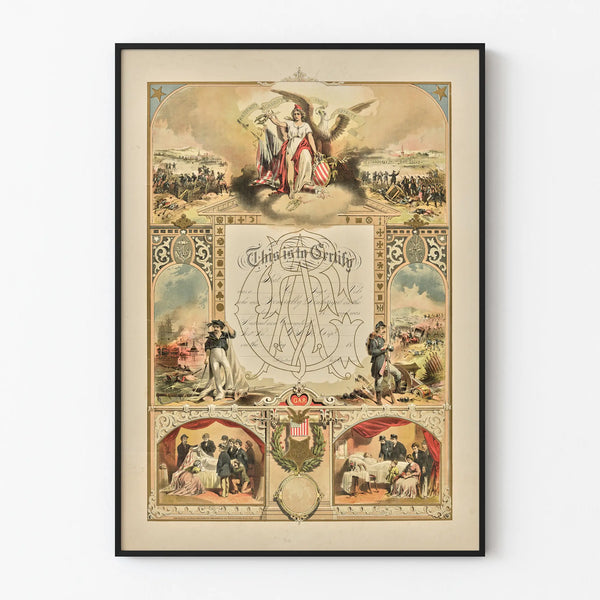 Vintage plakat Certifikat for medlemskab GAR vægdekoration historisk