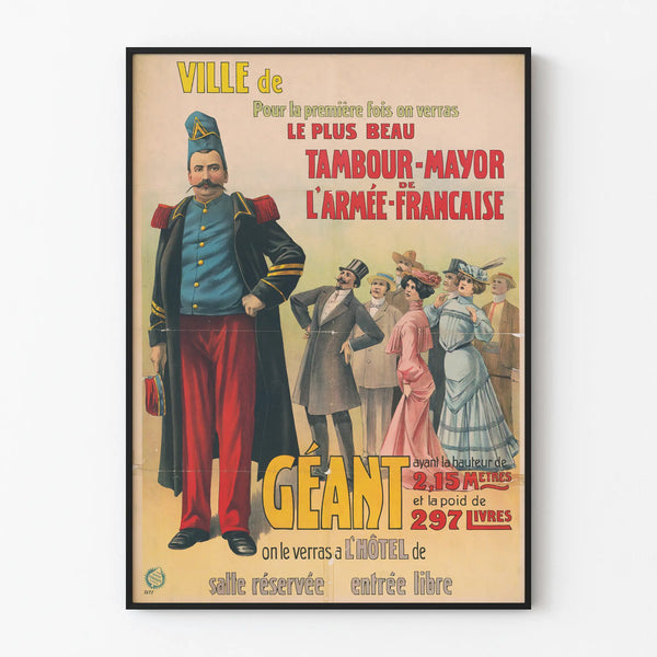 Vintage plakat af Tambour-Major, kæmpe, franske hær