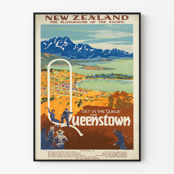 Vintage plakat fra New Zealand Queenstown dekorativ