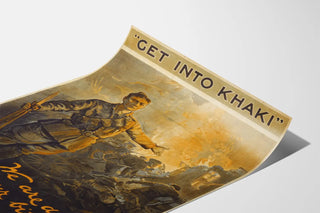 Vintage militærplakat Get Into Khaki
