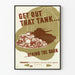Vintage plakat til vægdekoration Get Out That Tank Behind The Barn