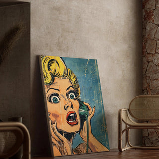 Pop Art-plakat - Overraskelse ved Telefonen