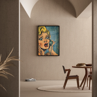 Pop Art-plakat - Overraskelse ved Telefonen