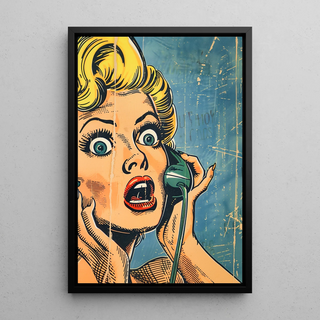 Pop Art-plakat - Overraskelse ved Telefonen